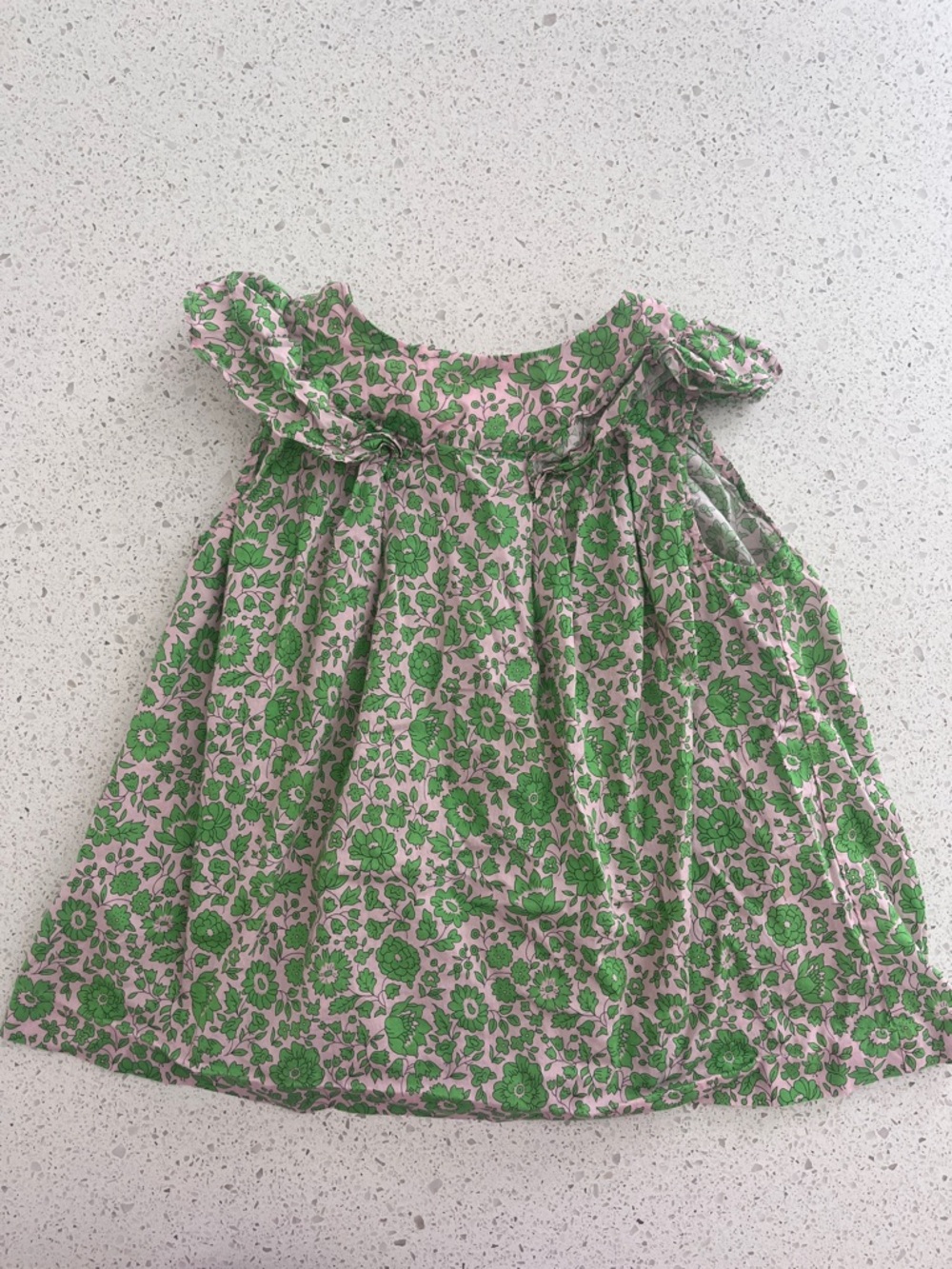 Jacadi Green Floral Sleeveless Girl Top